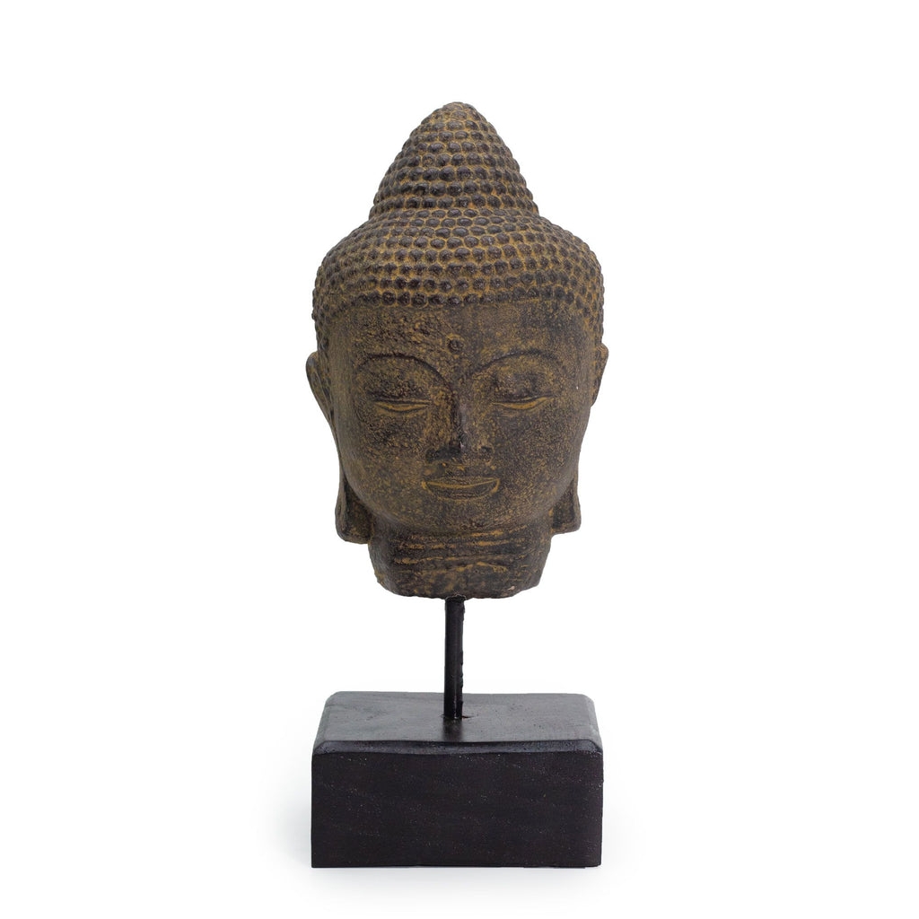 Stillness Buddha Head on Stand - Grey