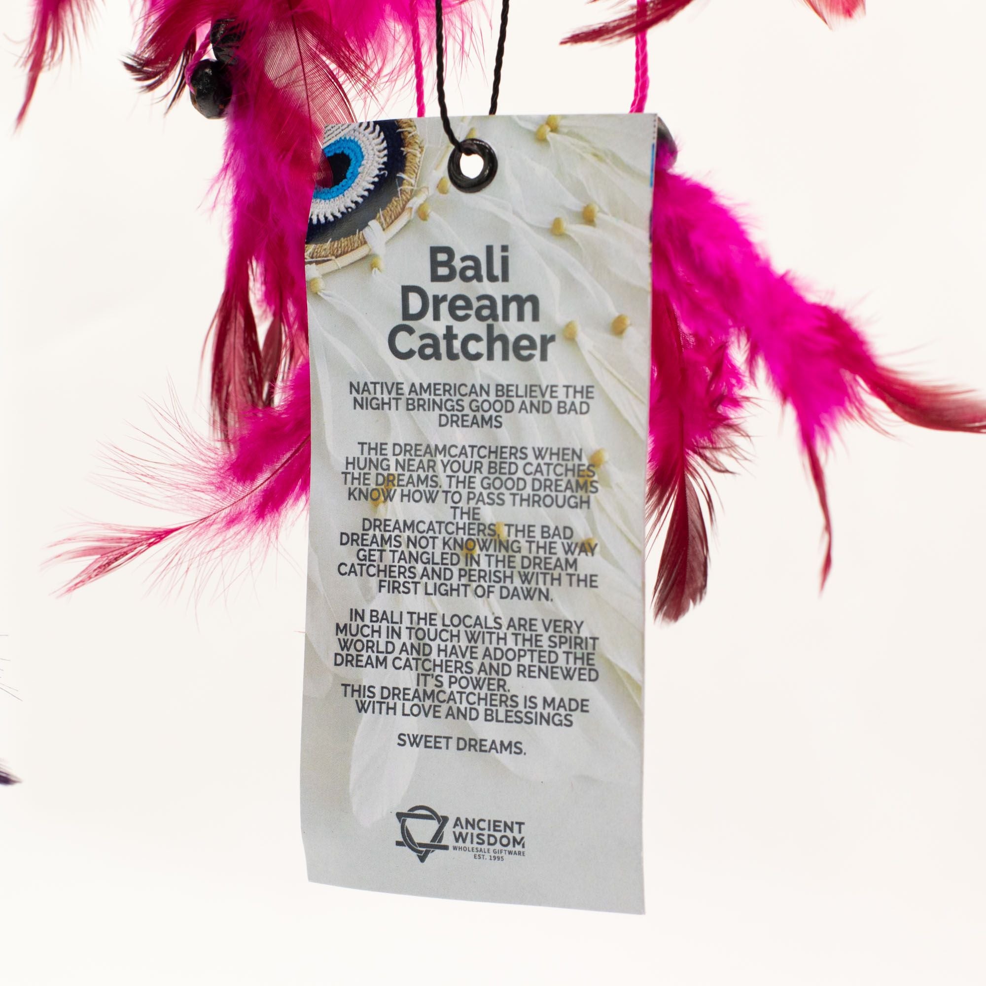 Bali Dreamcatcher - Medium Round - Turq/Pink/Purp