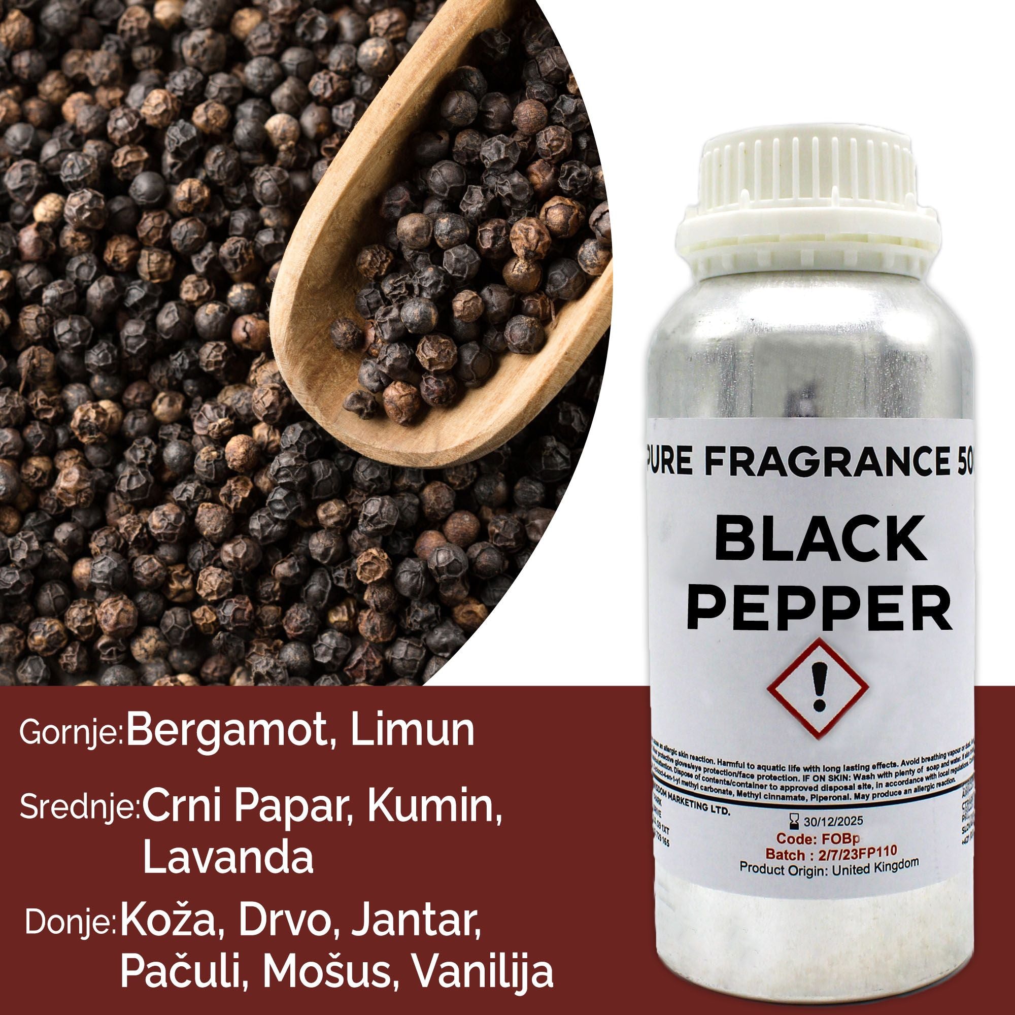 Black Pepper Pure Fragrance Oil - 500ml