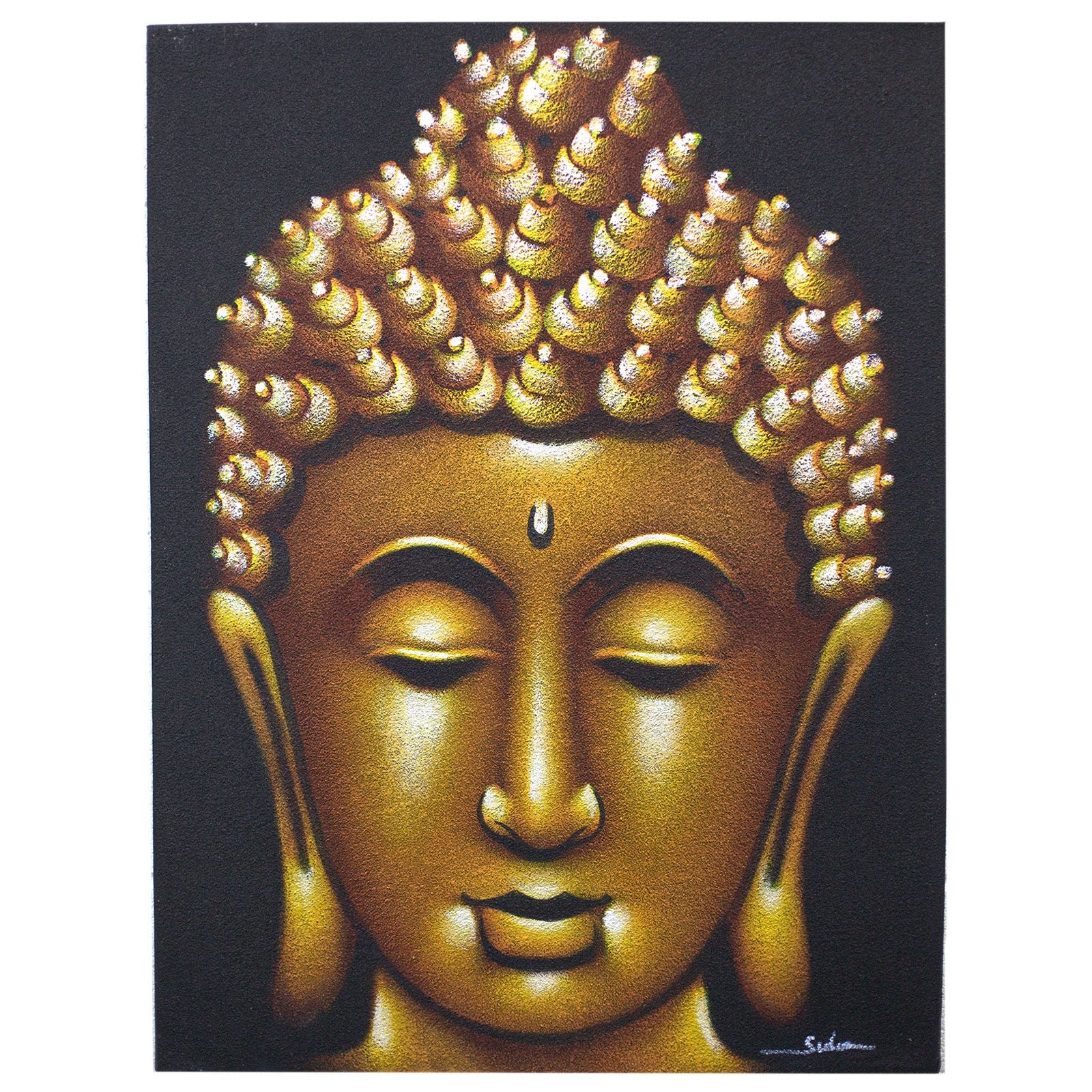 Buddah Painting - Gold Sand Finish
