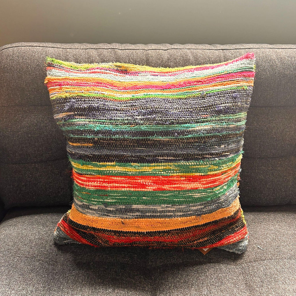 Rag Rug Cushion Covers - 40x40cm - Natural Greens