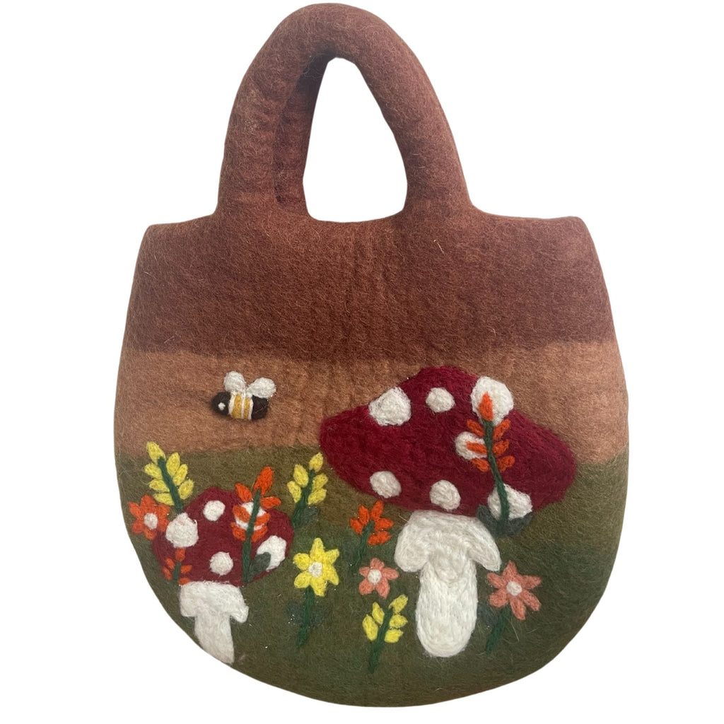Mushroom Garden Felted Bag - 35x27cm