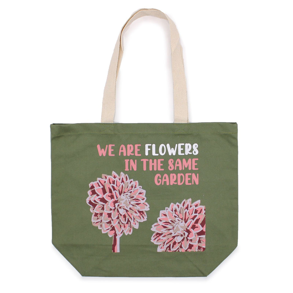 Printed Cotton Bag - We are Flowers - Olive