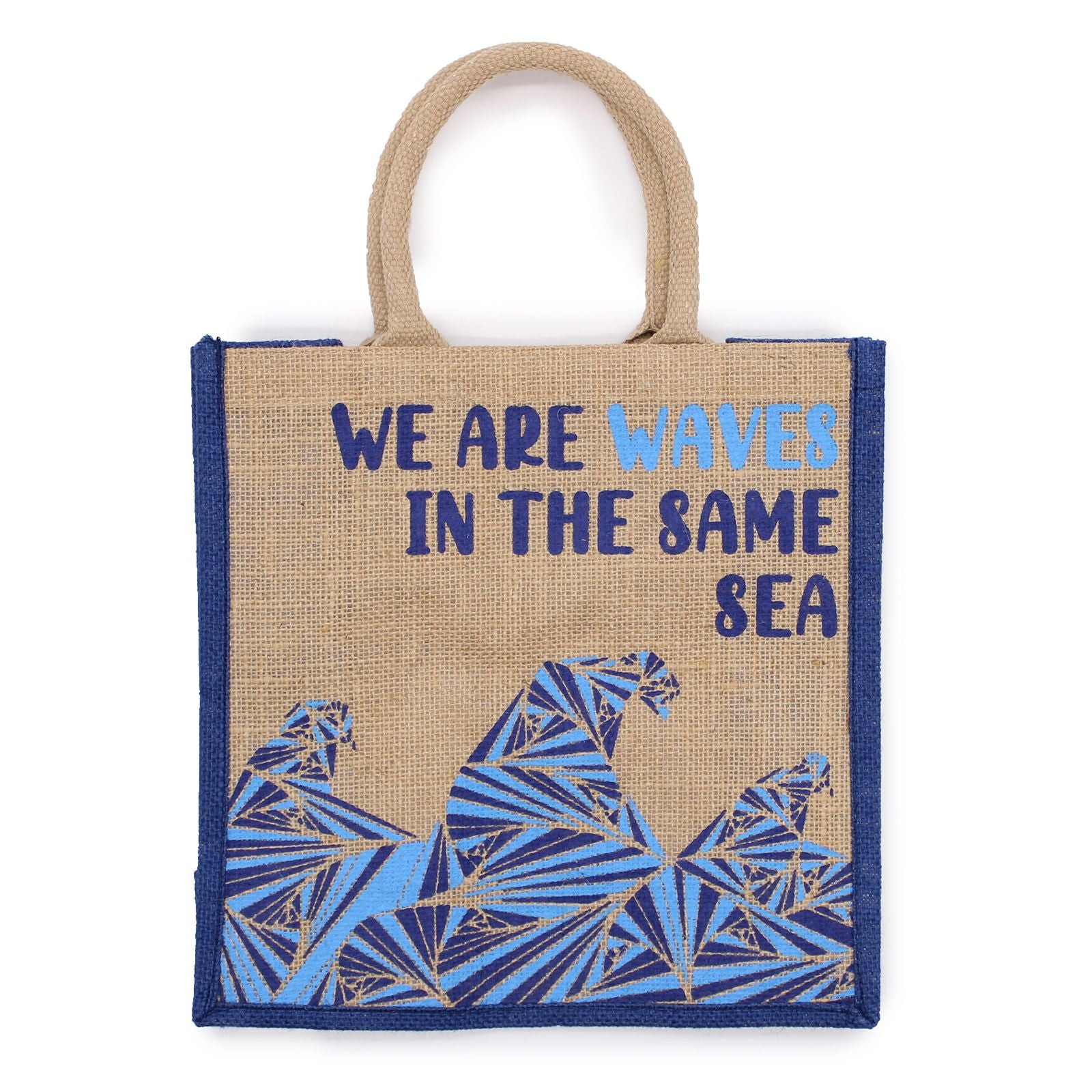Printed Jute Bag - We are Waves - Grey