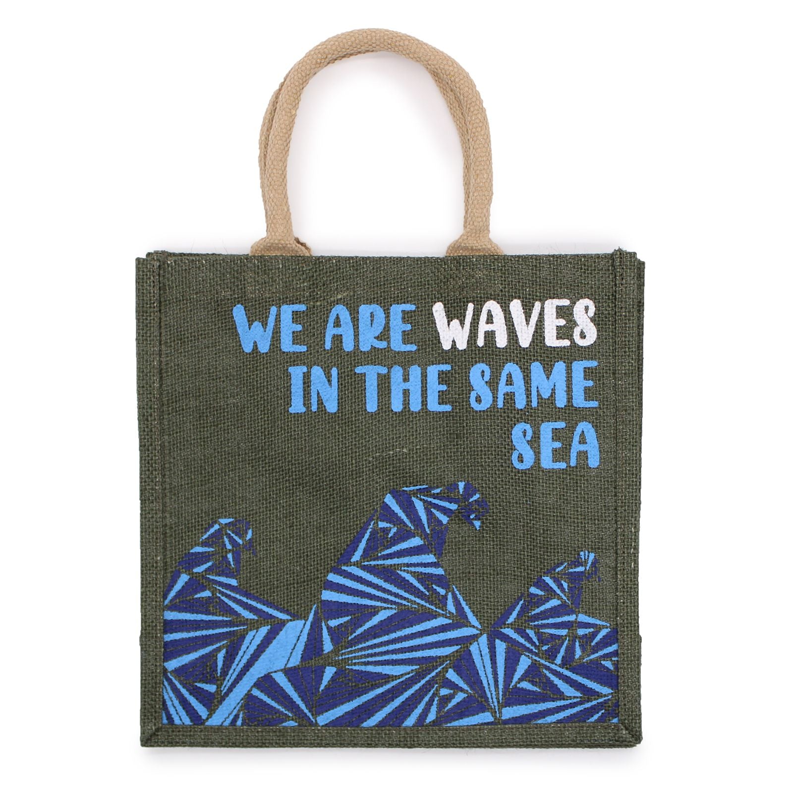 Printed Jute Bag - We are Waves - Natural